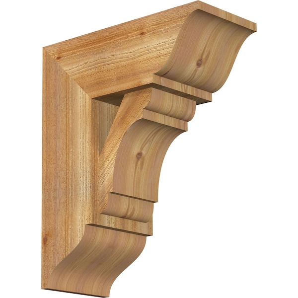 Ekena Millwork Olympic Traditional Rough Sawn Bracket w/ Offset Brace, Western Red Cedar, 8"W x 18"D x 22"H BKT0806X18X22OLY01RWR - main